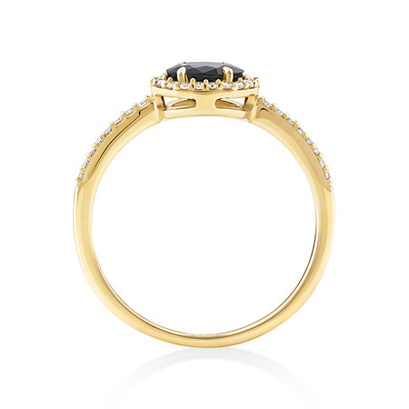 Halo Ring with Sapphire & 0.15 Carat TW of Diamonds in 10kt Yellow Gold Halo Ring with Sapphire & 0.15 Carat TW of Diamonds in 10kt Yellow Gold