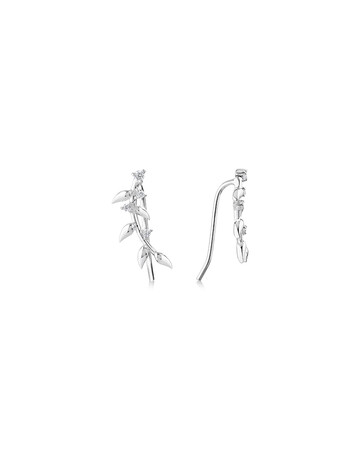 Leaf Ear Climber with Cubic Zirconia in Sterling Silver Leaf Ear Climber with Cubic Zirconia in Sterling Silver