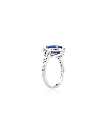 Oval Ring with Tanzanite & 0.76 Carat TW of Diamonds in 14kt White Gold Oval Ring with Tanzanite & 0.76 Carat TW of Diamonds in 14kt White Gold