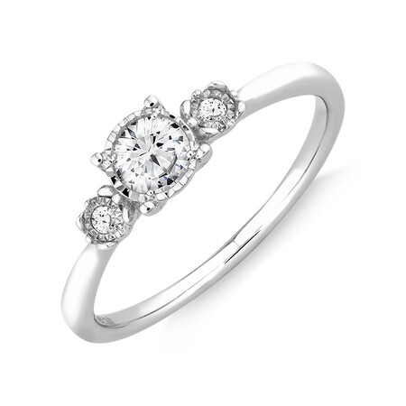 Evermore Three Stone Engagement Ring with 0.33 Carat TW of Diamonds in White Gold Evermore Three Stone Engagement Ring with 0.33 Carat TW of Diamonds in White Gold