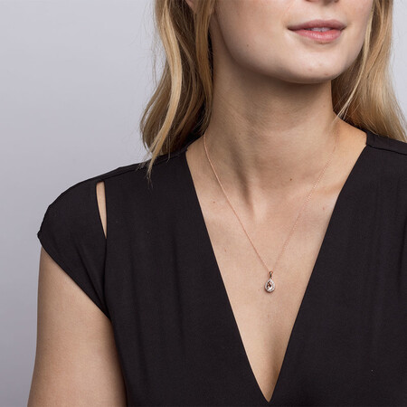 Pendant with Morganite & Diamonds in 10ct Rose Gold Pendant with Morganite & Diamonds in 10ct Rose Gold