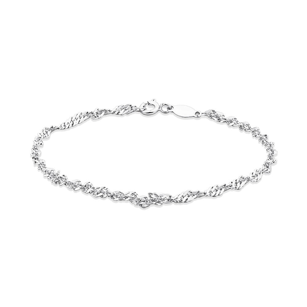 19cm 7.5 1mm 1.5mm Width Singapore Bracelet in 10kt White Gold