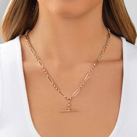 50cm Hollow Belcher Fob Necklace in 10ct Yellow Gold 50cm Hollow Belcher Fob Necklace in 10ct Yellow Gold