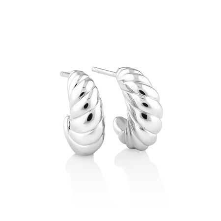 Sculpture Croissant Hoop Earrings In Sterling Silver Sculpture Croissant Hoop Earrings In Sterling Silver