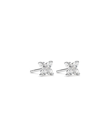 Floral Stud Earrings with Cubic Zirconia in Sterling Silver Floral Stud Earrings with Cubic Zirconia in Sterling Silver