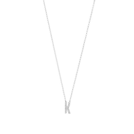 K' Initial necklace with 0.10 Carat TW of Diamonds in 10ct White Gold K' Initial necklace with 0.10 Carat TW of Diamonds in 10ct White Gold