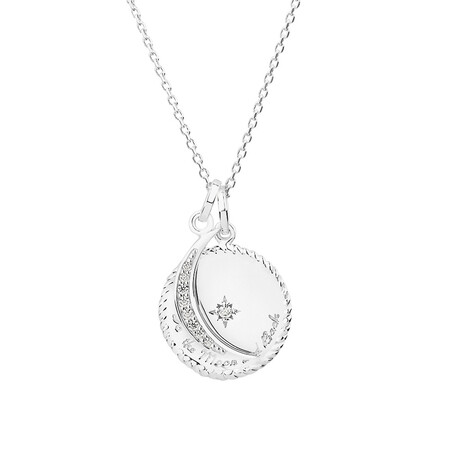 To the Moon & Back Pendant with Cubic Zirconia in Sterling Silver To the Moon & Back Pendant with Cubic Zirconia in Sterling Silver