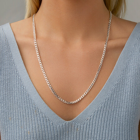 60cm (24") 4mm-4.5mm Width Curb Chain in Sterling Silver 60cm (24") 4mm-4.5mm Width Curb Chain in Sterling Silver