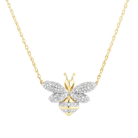Bee pendant with 0.16 Carat TW Diamonds in 10kt Yellow Gold Bee pendant with 0.16 Carat TW Diamonds in 10kt Yellow Gold