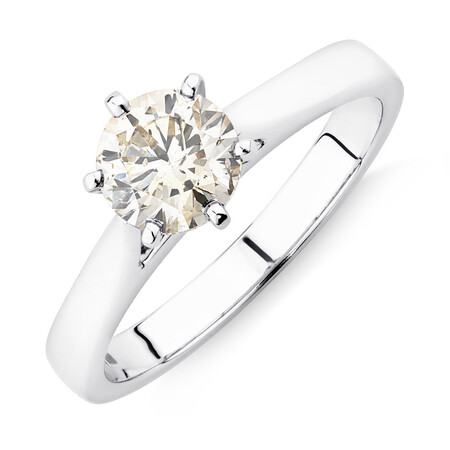 Solitaire Engagement Ring with 1 Carat Diamond in 14kt White Gold Solitaire Engagement Ring with 1 Carat Diamond in 14kt White Gold