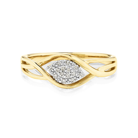 Twist Cluster Ring with Diamonds in 10kt Yellow Gold Twist Cluster Ring with Diamonds in 10kt Yellow Gold