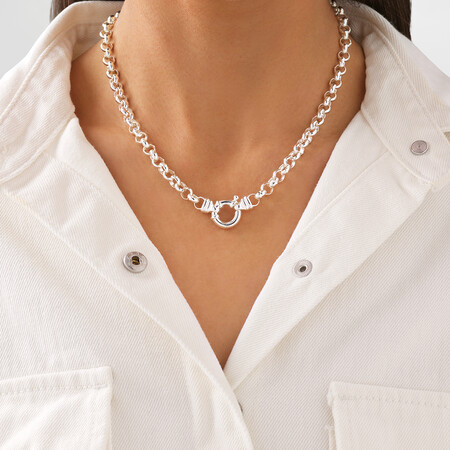 45cm (18") 6.5mm-7mm Width Belcher Chain in Sterling Silver 45cm (18") 6.5mm-7mm Width Belcher Chain in Sterling Silver