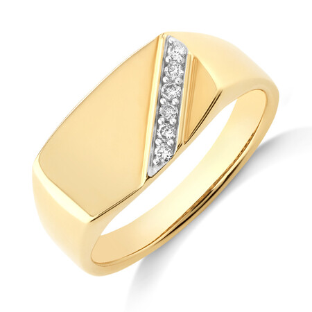 Men's Ring with 0.10 Carat TW of Diamonds In 10kt Yellow Gold Men's Ring with 0.10 Carat TW of Diamonds In 10kt Yellow Gold