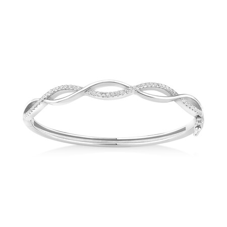 62mm Swirl Bangle with Cubic Zirconia in Sterling Silver 62mm Swirl Bangle with Cubic Zirconia in Sterling Silver
