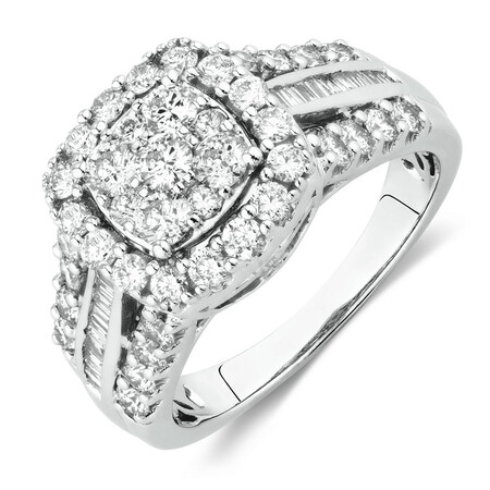 Engagement Ring with 1 1/2 Carat TW of Diamonds in 10ct White Gold Engagement Ring with 1 1/2 Carat TW of Diamonds in 10ct White Gold