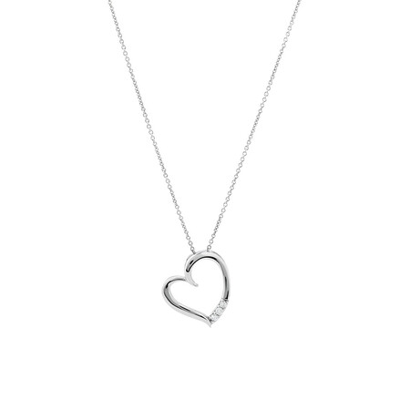 Heart Pendant With Diamonds In Sterling Silver Heart Pendant With Diamonds In Sterling Silver