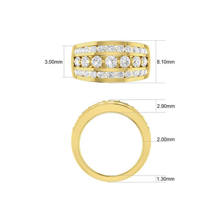 Three Row Ring with 2 Carat TW of Diamonds in 10kt Yellow Gold Three Row Ring with 2 Carat TW of Diamonds in 10kt Yellow Gold