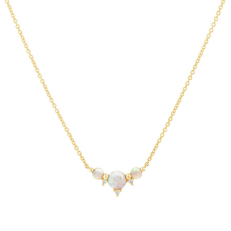 Necklace with Opal & Diamonds in 10kt Yellow Gold Necklace with Opal & Diamonds in 10kt Yellow Gold