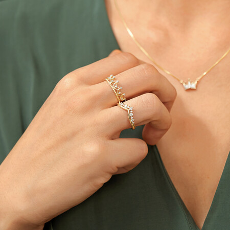 Crown Ring With Diamonds In 10kt Yellow Gold Crown Ring With Diamonds In 10kt Yellow Gold