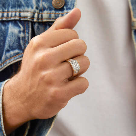 Men's Ring with 1 Carat TW of Diamonds in 10ct White & Yellow Gold Men's Ring with 1 Carat TW of Diamonds in 10ct White & Yellow Gold