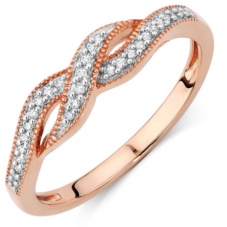 Ring with Diamonds in 10kt Rose Gold