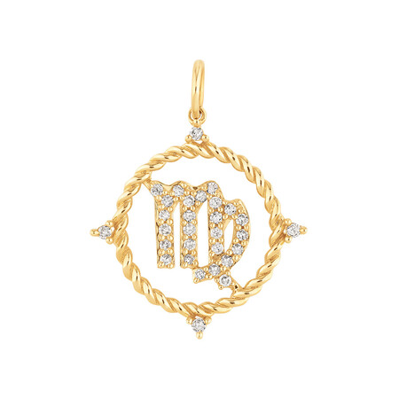 Virgo Zodiac Pendant with 0.20 Carat TW of Diamonds in 10kt Yellow Gold Virgo Zodiac Pendant with 0.20 Carat TW of Diamonds in 10kt Yellow Gold