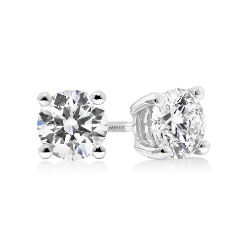 Laboratory-Created 1 Carat Stud Earrings in 14kt White Gold