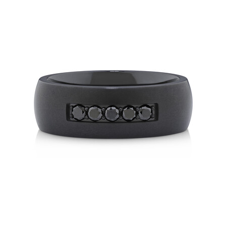 8mm Black Titanium Ring with Enhanced Black Diamonds 8mm Black Titanium Ring with Enhanced Black Diamonds