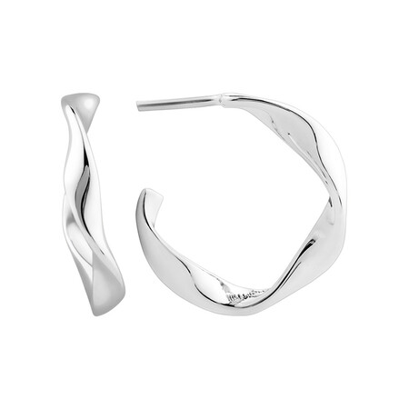 Sculpture Hoop Earrings in Sterling Silver Sculpture Hoop Earrings in Sterling Silver