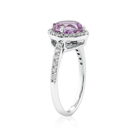 Halo Ring with Amethyst & 0.34 Carat TW of Diamonds in 10kt White Gold Halo Ring with Amethyst & 0.34 Carat TW of Diamonds in 10kt White Gold