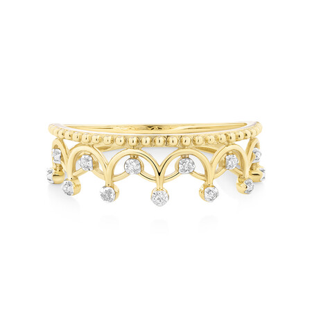 Crown Ring With Diamonds In 10kt Yellow Gold Crown Ring With Diamonds In 10kt Yellow Gold
