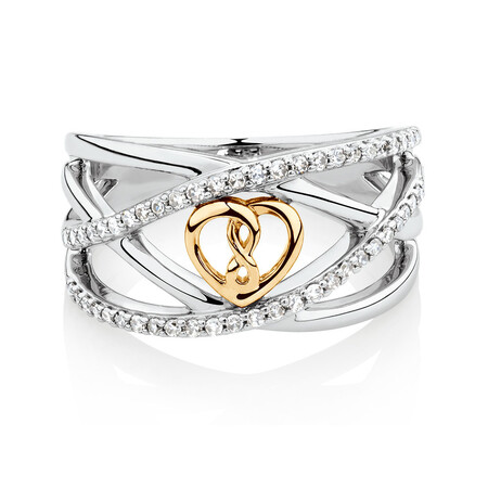 Infinitas Ring with 1/4 Carat TW of Diamonds in 10ct Yellow Gold & Sterling Silver Infinitas Ring with 1/4 Carat TW of Diamonds in 10ct Yellow Gold & Sterling Silver