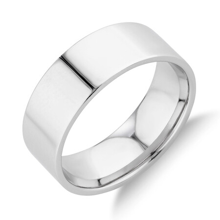 Flat Wedding Band in 10kt White Gold