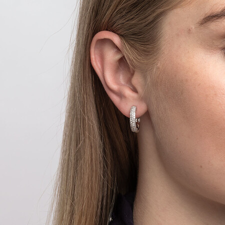 Huggie Earrings With 0.60 Carat TW Of Diamonds In 10ct White Gold Huggie Earrings With 0.60 Carat TW Of Diamonds In 10ct White Gold