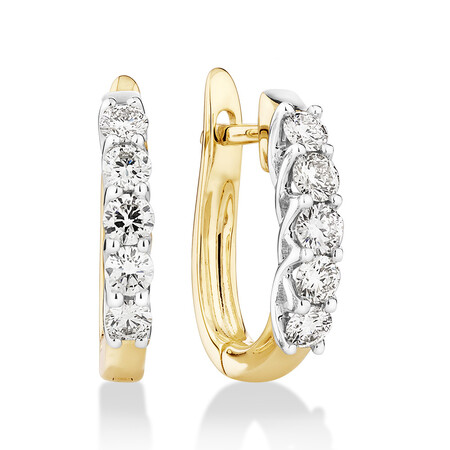 Hoop Earrings with 0.5 Carat TW of Diamonds in 14kt Yellow & White Gold Hoop Earrings with 0.5 Carat TW of Diamonds in 14kt Yellow & White Gold