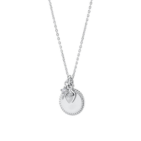 Round Drop Pendant with Cubic Zirconia in Sterling Silver Round Drop Pendant with Cubic Zirconia in Sterling Silver