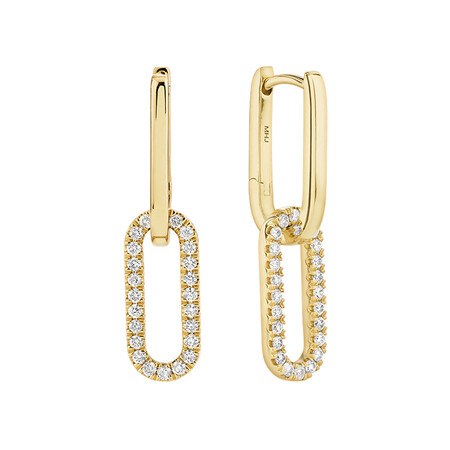 Paperclip Drop Earrings with 0.34 Carat TW of Diamonds in 10kt Yellow Gold Paperclip Drop Earrings with 0.34 Carat TW of Diamonds in 10kt Yellow Gold