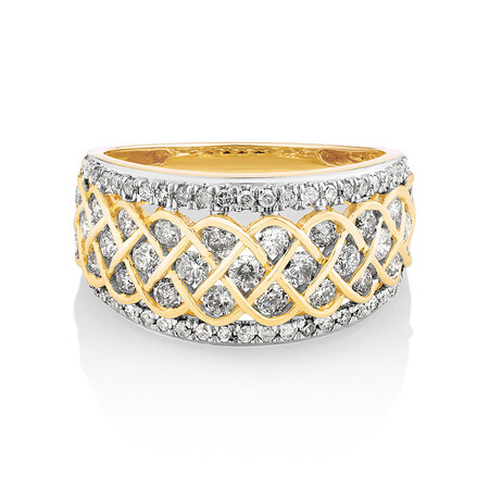 Pave Ring With 1.25 Carat TW Diamond in 10ct Yellow Gold Pave Ring With 1.25 Carat TW Diamond in 10ct Yellow Gold