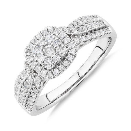 Halo Ring With Diamonds In 10ct White Gold Halo Ring With Diamonds In 10ct White Gold