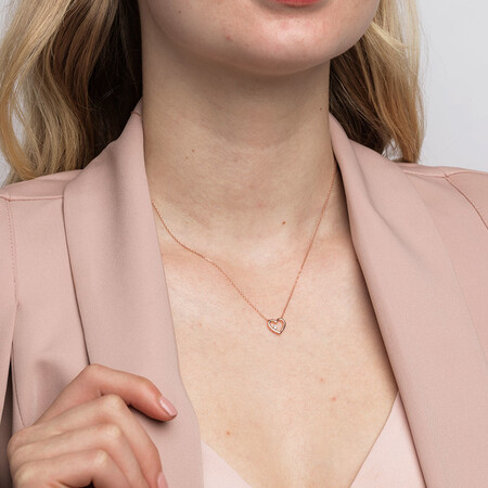 Heart Pendant with Diamonds in 10ct Rose Gold Heart Pendant with Diamonds in 10ct Rose Gold