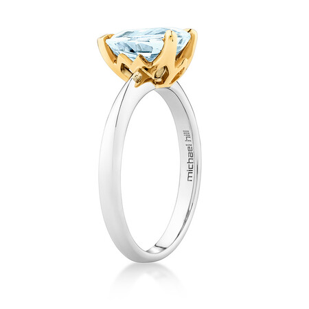 Ring with Aquamarine in 10kt Yellow Gold & Sterling Silver Ring with Aquamarine in 10kt Yellow Gold & Sterling Silver
