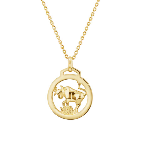 Taurus Zodiac Pendant with Chain in 10ct Yellow Gold Taurus Zodiac Pendant with Chain in 10ct Yellow Gold