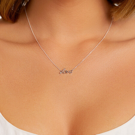 Love Necklace with Diamonds in Sterling Silver Love Necklace with Diamonds in Sterling Silver