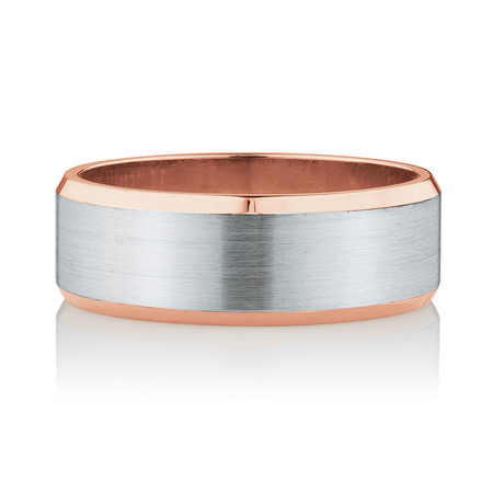 Men's Wedding Band in 10kt Rose & White Gold Men's Wedding Band in 10kt Rose & White Gold