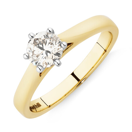Solitaire Engagement Ring with a 0.70 Carat TW Diamond in 14kt Yellow/White Gold Solitaire Engagement Ring with a 0.70 Carat TW Diamond in 14kt Yellow/White Gold