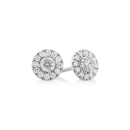 Dainty Halo Earrings with 0.50 Carat TW of Diamonds in 14kt White Gold Dainty Halo Earrings with 0.50 Carat TW of Diamonds in 14kt White Gold