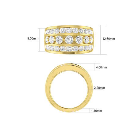 Three Row Ring with 3 Carat TW of Diamond in 10kt Yellow Gold Three Row Ring with 3 Carat TW of Diamond in 10kt Yellow Gold