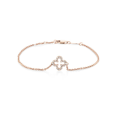 19cm (7") Clover Bracelet with 0.12 Carat TW of Diamonds in 10kt Rose Gold 19cm (7") Clover Bracelet with 0.12 Carat TW of Diamonds in 10kt Rose Gold