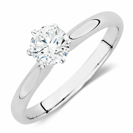 Certified Solitaire Engagement Ring with a 0.50 Carat TW Diamond in 18kt White Gold