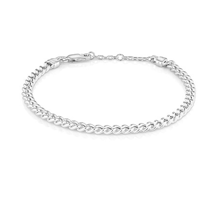 21cm (8.5") 4mm-4.5mm Width Hollow Curb Bracelet in Sterling Silver 21cm (8.5") 4mm-4.5mm Width Hollow Curb Bracelet in Sterling Silver